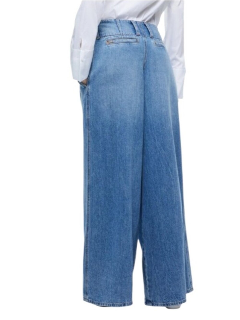 Alice + Olivia Anders Pleated Wide Leg High-Waist Denim Jeans - Picture 4 of 15